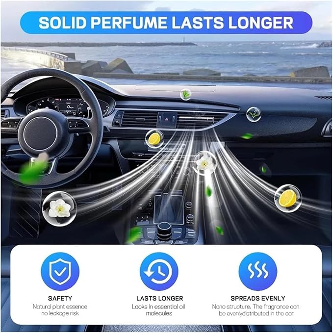 Car Air Vent Perfume Clip - Aromatherapy Air Freshener with 4 Essential Oil Sticks for Refreshing Aroma in Your Vehicle