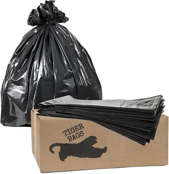 60 Gallon Large Extra Heavy Duty Trash Can Liners | 2 Mil 41 w x 55 H (50 Count) Home and Commercial Use (Black)