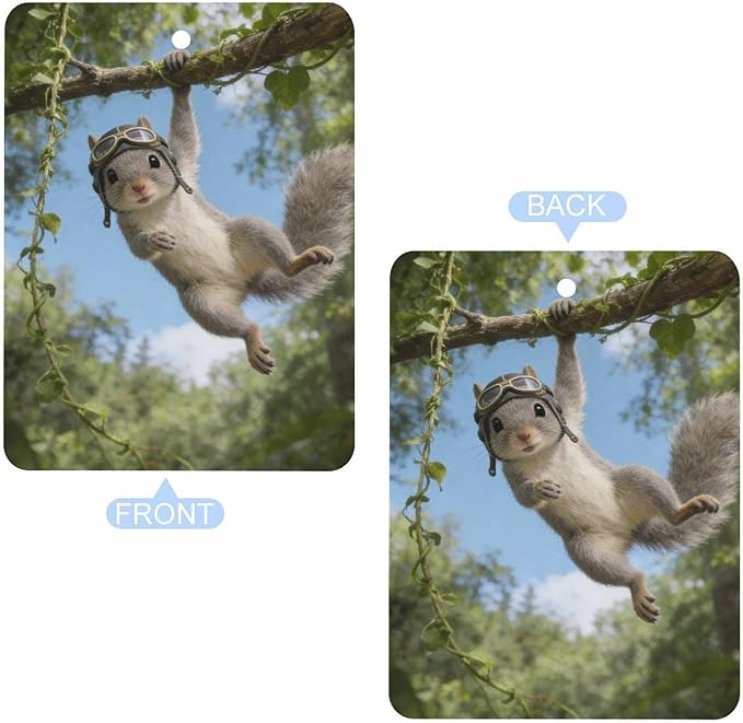 5PCS Car Air Freshener Hanging Personalized Double Sided Squirrel Swinging Car Fresheners Long Lasting New Cars Scents Cute Automotive Freshies for Closets Drawers (tea)