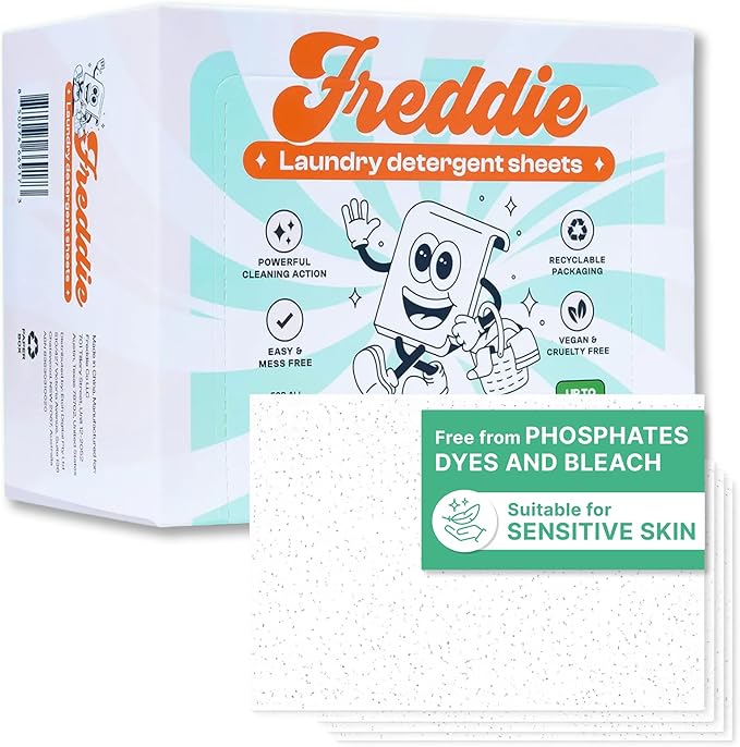 Freddie Laundry Detergent Sheets - Recyclable Packaging - No Mess Strips (Value Box (180 Loads) Frosty Mountain)