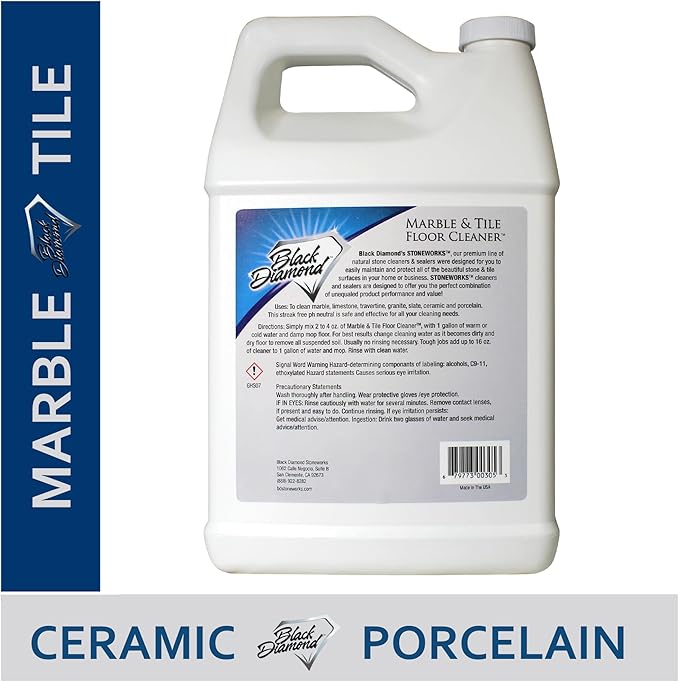 Black Diamond Stoneworks MARBLE &amp TILE FLOOR CLEANER. Great for Ceramic Porcelain Granite Natural Stone Vinyl and Brick. No-rinse Concentrate.(4-Gallons)