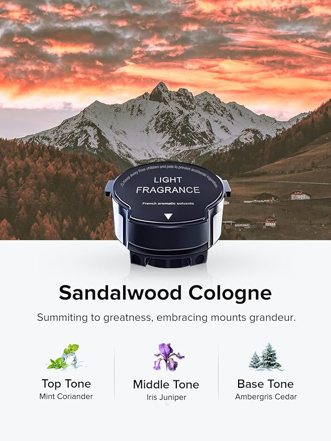Ceeniu CF8 Scenic Fragrance (Woody Scent: Sandalwood Cologne) refill - 1200 Sprays Natural French Fragrance CF8 Car Aroma Diffuser
