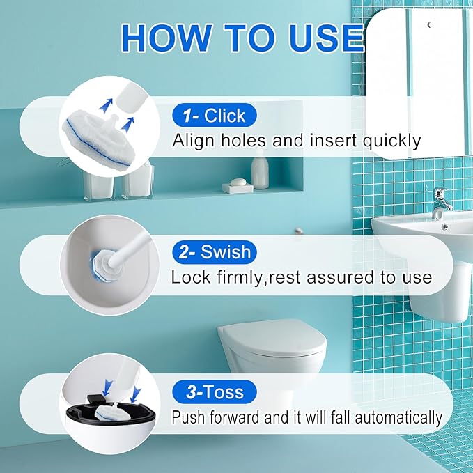 60pcs Disposable Toilet Wand Refills for CloroxReplacement Brush Heads Compatible With Most Toilet Wand Refill SystemUpgrade Fiber Cleaner Heads for Closestool Cleaning.（not included brush rod）