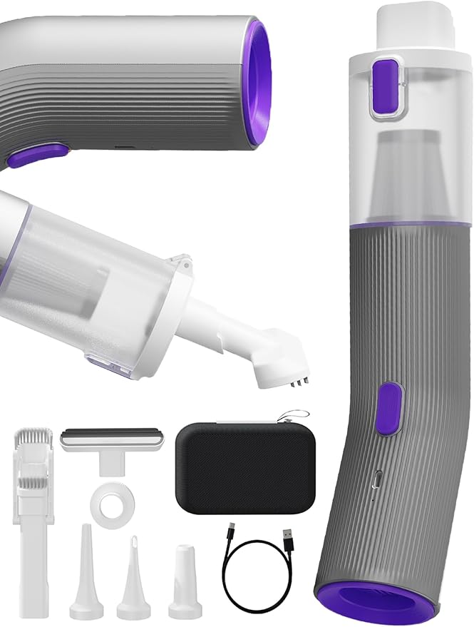 Cordless Car Vacuum 4-in-1 Portable Mini Handheld Vacuum Cleaner with 15000pa High Power 2 Suction Modes &amp Multi-Nozzles for Car Home Office Pet Silver