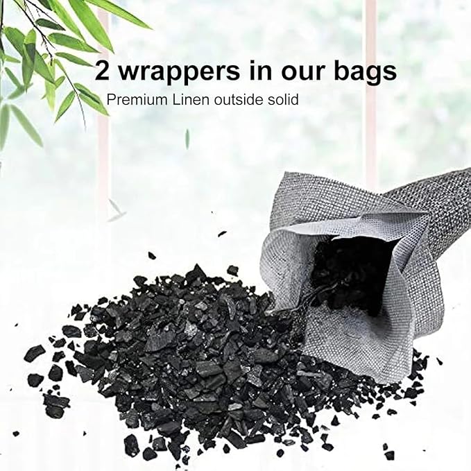 10PCS Activated Bamboo Charcoal Air Purifying Bag Air Freshener Bag Moisture Absorber for Refrigerator Home Car Gray