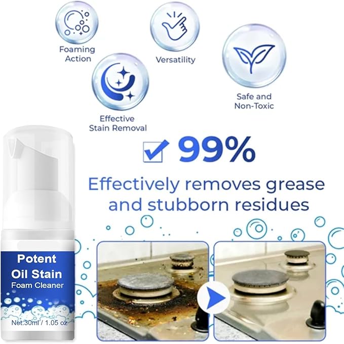 Heavy-Duty Kitchen Grease Foam Cleaner For Stove &amp Range Hood - Remove Stubborn Stains &amp Residues Effortlessly(2PCS)