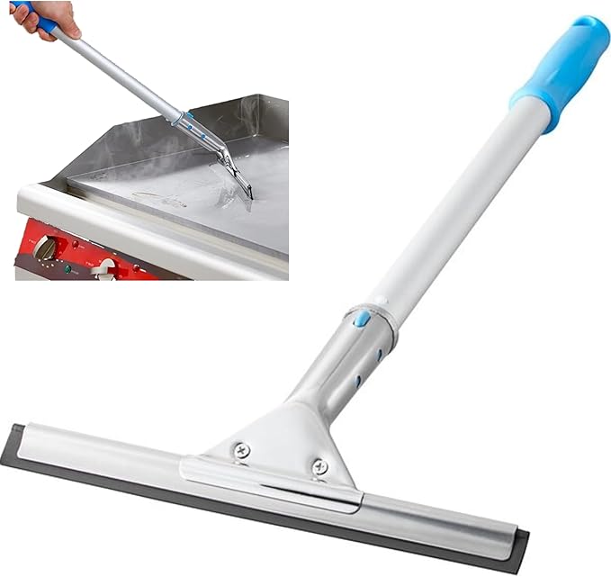 Hot Griddle Squeegee with 7.8 Inch Flexible Heat-Resistant Rubber Blade 18 Long Handle Ideal for 300 to 350 Degree Fahrenheit hot griddles Cleaning by Weavura