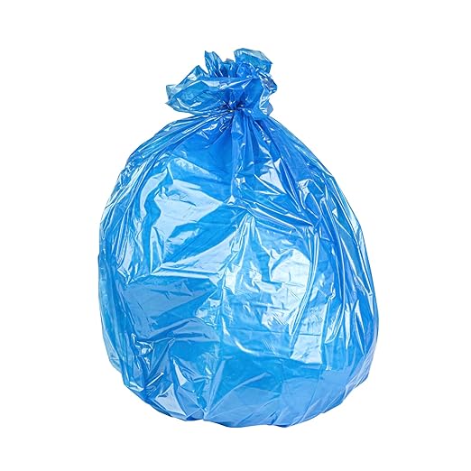 Restaurantware Recycling Trash Bags 250 Count 20-30 Gallon Heavy-Duty Plastic Trash Liners Tear-Resistant Blue Waste Disposal Bags Leak-Proof Star Seal Bottom Bags for Commercial Kitchens