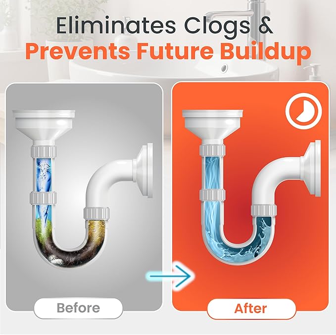 Liquiflo Hair Drain Clog Remover &amp Maintainer Eliminates Odors &amp Biofilm Odor-Free &amp Fumeless Declogger for Hair Grease &amp Organic Build up Safe for All Piping