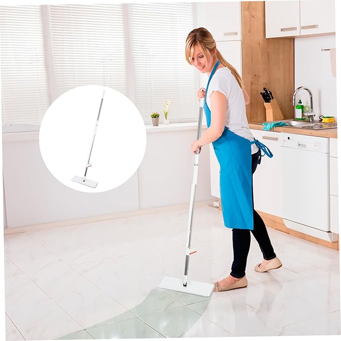 OUNONA Portable Self Squeeze Flat Mop with Reusable Microfiber Pads Household Wet and Dry Cleaning Mop Efficient Self Wringing System for Cleaning