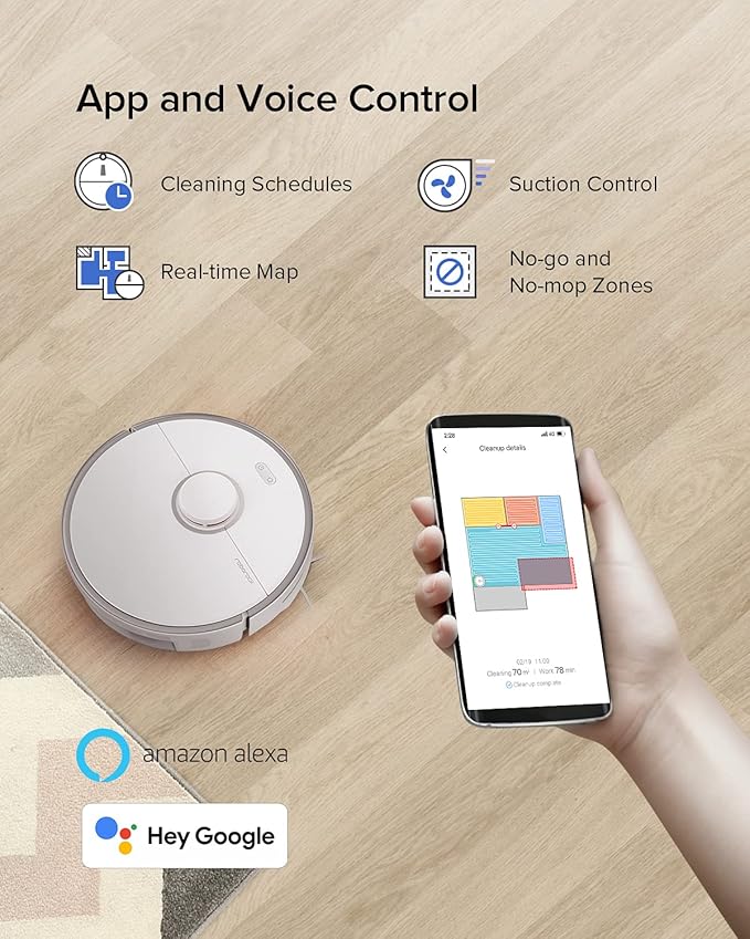 roborock S5 MAX Robot Vacuum and Mop Self-Charging Robotic Vacuum Cleaner Lidar Navigation Selective Room Cleaning No-mop Zones 2000Pa Powerful Suction 180min Runtime Works with Alexa(White)