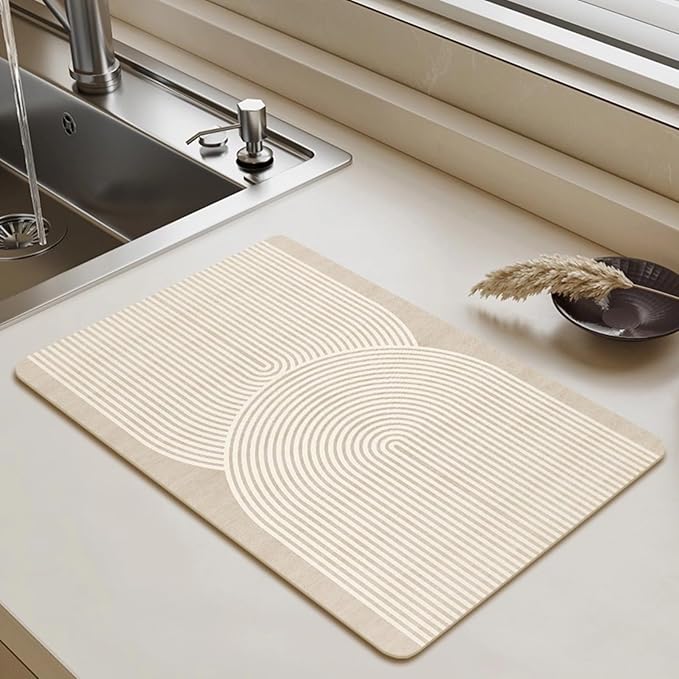 Dish Drying Mat - Coffee Mat Coffee Maker Mat for Countertops Absorbent Dish Drying Mat for Kitchen Counter Under Coffee Expresso Maker Coffee Machine Dish Rack (0416''×24'')