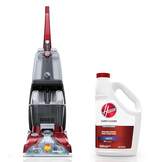Hoover PowerScrub Deluxe Carpet Cleaner Machine Upright Shampooer FH50150NC + Hoover Oxy Deep Cleaning Carpet Shampoo 116 oz Formula AH31936