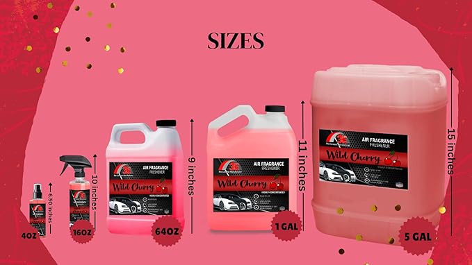 Car Air Freshener Concentrate 128 fl oz Professional Automotive Interior Fragrance Ready to Use Liquid Multiple Scents (Cherry)