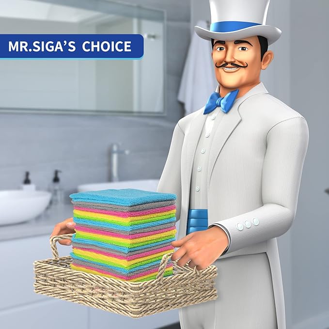 MR.SIGA Microfiber Cleaning Cloth All-Purpose Cleaning Towels Pack of 50 Size 11.8 x 11.8 in