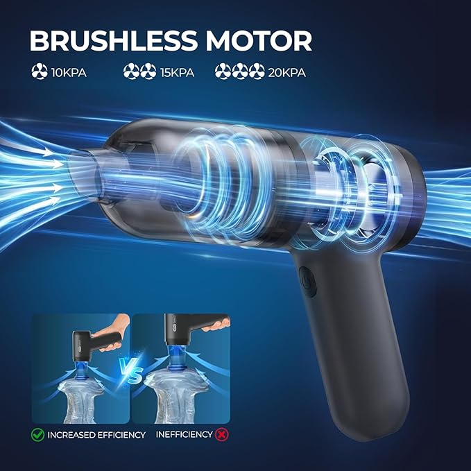 Apical Life Handheld Vacuum Cordless 12000Pa 75W Mini Vacuum with Blower Function 24 Mins Runtime 0.14L Dust Bin Compact Design with Multi-Accessories for Stairs Car and Home