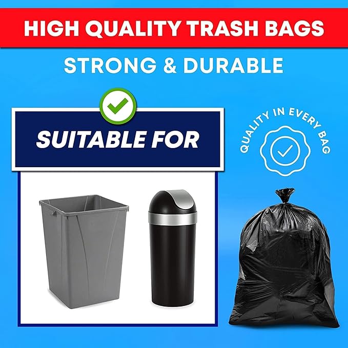 30-33 Gallon Trash Bags 110 Count Black Heavy Duty Garbage Bags 1.7 MIL 31.5 x 39.4 Large Multipurpose For Home Commercial Construction Outdoor Yard