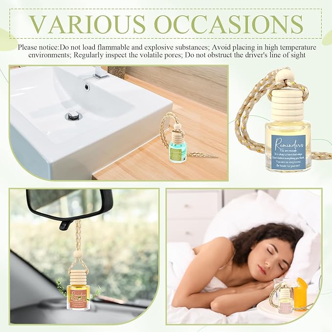 36 Pcs Employee Appreciation Gifts Bulk Empty Glass Essential Oil Diffuser Car Air Freshener Diffuser Hanging Ornament for Coworkers Office Staff