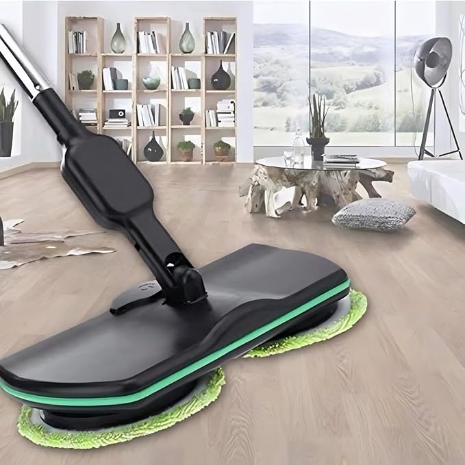 Cordless Electric Mop 35dB Quiet Floor Cleaner with Dual Motor Lightweight Spin Scrubber for Hardwood Tile Marble Adjustable Handle Rechargeable Polisher Washable Pads10 PCS Cleaning Cloth