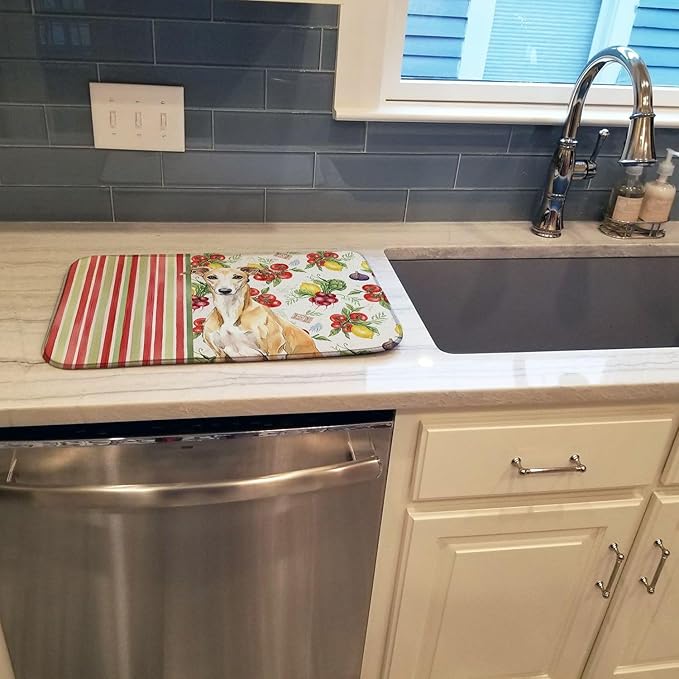 Caroline's Treasures Fawn Whippet Vegetables Dish Drying Mat Absorbent Dish Drying Mat Pad for Kitchen Counter Dish Drainer Mat for Countertop 14 x 21 Multicolor