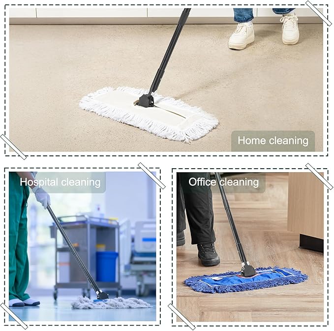 KeFanta 59 Inch Clip on Dust Mop HandleCommercial Dust Mop Frame HandleHeavy Duty Metal Stick Replacement for Floor Cleaning
