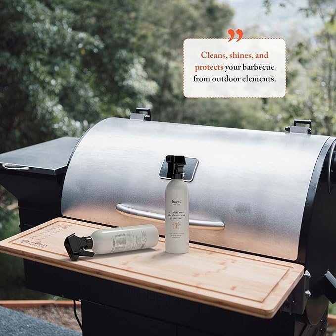 Bayes High-Performance Stainless Steel BBQ Exterior Cleaner and Protectant - Cleans Shines and Protects Stainless Steel Barbecue Surfaces Shields from Outdoor Elements - 16 oz 6 Pack
