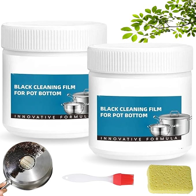 Powerful Burnt Residue Remover Paste for Cookware Stainless Steel Scratch Remover Black Cleaning Film for Pot Bottom Pan Cleaner for All Cookware Material Surface-Friendly and Scratch-Free (2pcs)