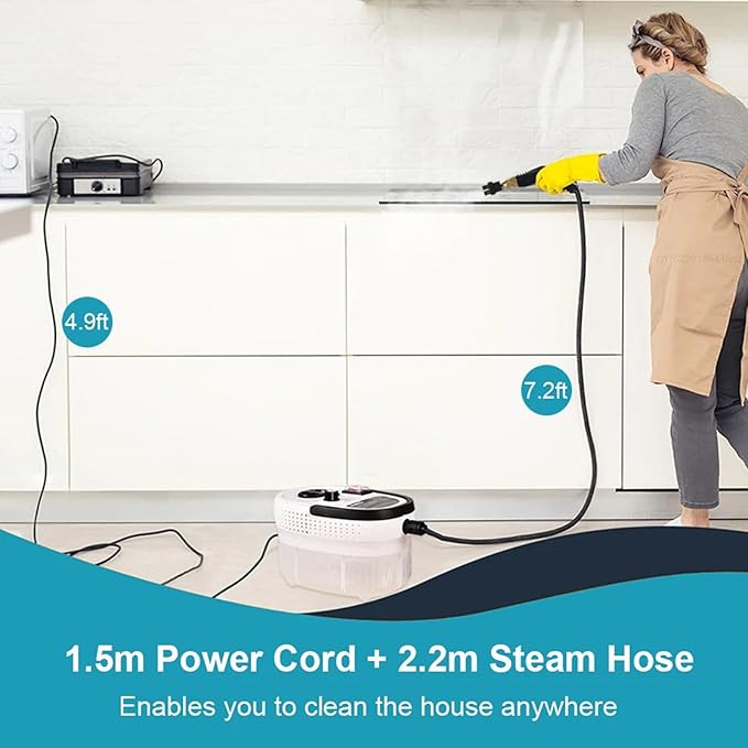 Steam Cleaner 2500W High Pressure Steam Cleaner Handheld High Temperature Cleaning Machine for Kitchen Home Car Steam CleaningWhite