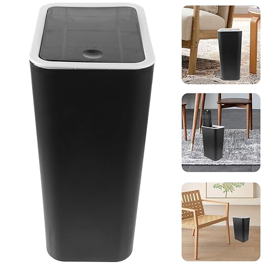 NUOBESTY Plastic Trash Can with Press Lid Removable Wastebasket for Bathroom Bedroom Kitchen Compact Lightweight Garbage Bin with Smooth Finish Modern Household Trash Container for Use