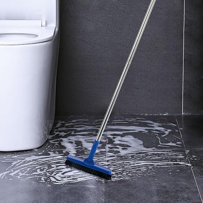CELOX Grout Brush with Long Handle V-Shape Grout Line Scrubber with Stiff Bristle for Deep Cleaning Tile Grout Blue