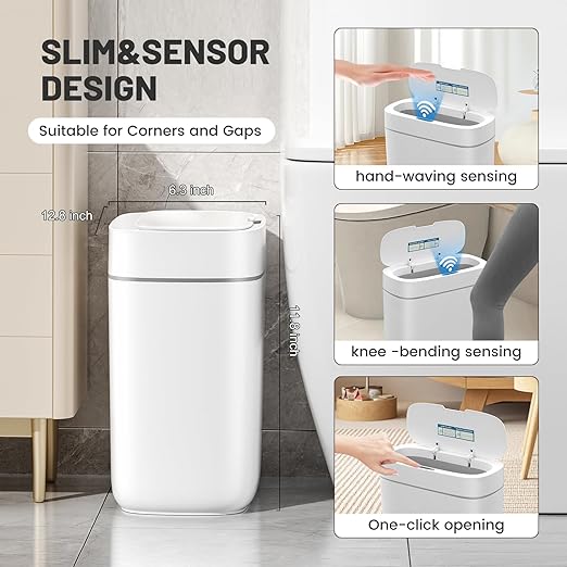 Small Trash Can for Bathroom 3.5 Gallon Automatic Touchless Trash Can with LidMotion Sensor Slim Garbage Can Waterproof Trash Bin Waste Basket for Bedroom Kitchen