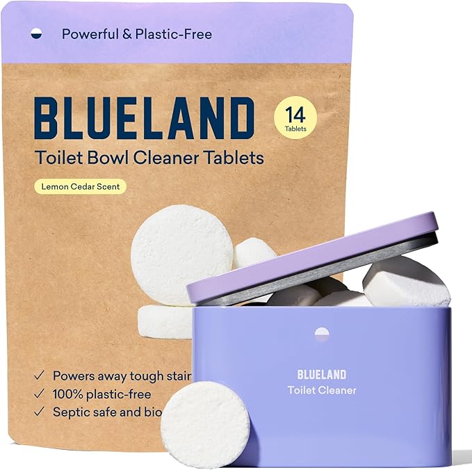 BLUELAND Dishwasher &amp Toilet Cleaner Duo | Dishwasher Detergent Tablet Starter Set | Toilet Bowl Cleaner Starter Set | No Harsh Chemicals Plant-Based | Natural Sustainable