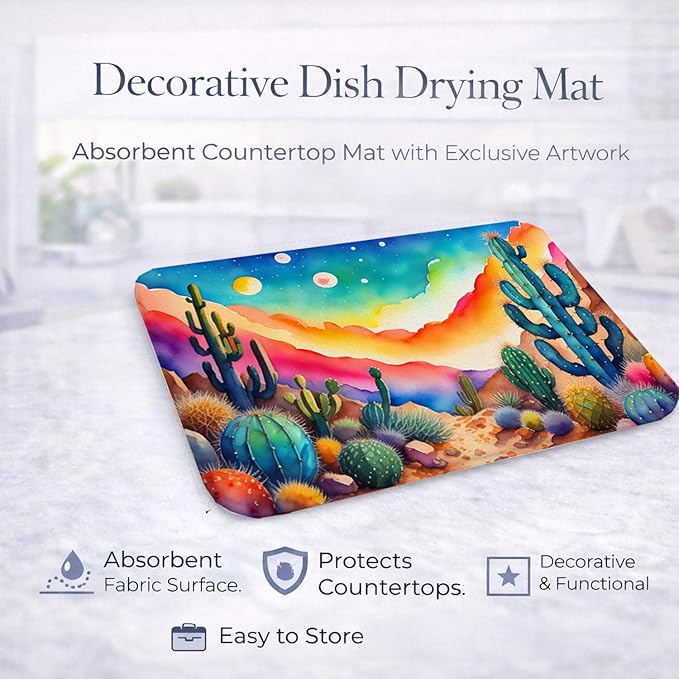 Caroline's Treasures DAC1417DDM Cactus in Color Dish Drying Mat Absorbent Dish Drying Mat Pad for Kitchen Counter Dish Drainer Mat for Countertop 14 x 21 Multicolor