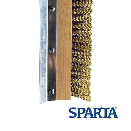 SPARTA Pizza Oven Brush Replacement Head with Crimped Brass Bristles and Stainless-Steel Scraper Durable Ideal for Commercial Kitchens 10 Inches Wood