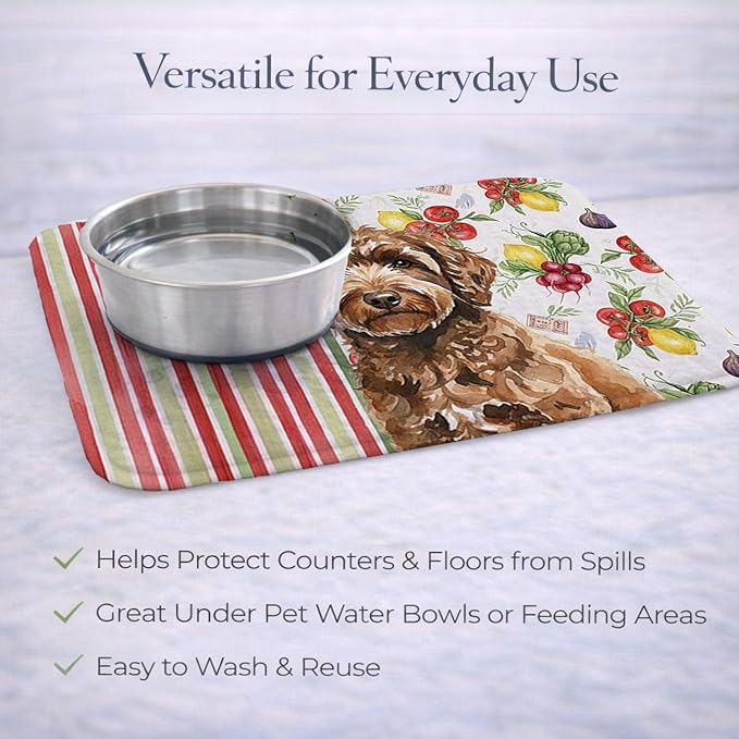 Caroline's Treasures Spanish Water Dog Vegetables Dish Drying Mat Absorbent Dish Drying Mat Pad for Kitchen Counter Dish Drainer Mat for Countertop 14 x 21 Multicolor