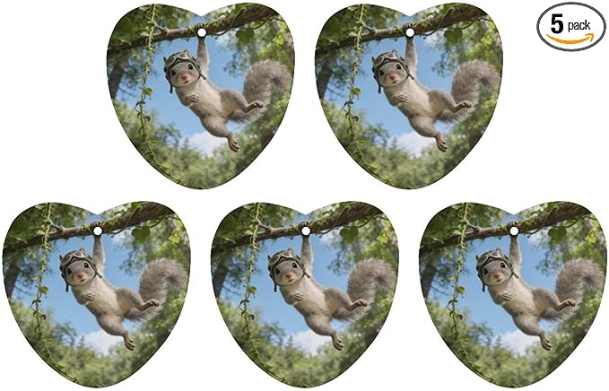 5PCS Car Air Freshener Hanging Personalized Double Sided Squirrel Swinging Car Fresheners Long Lasting New Cars Scents Cute Automotive Freshies for Closets Drawers (tea)
