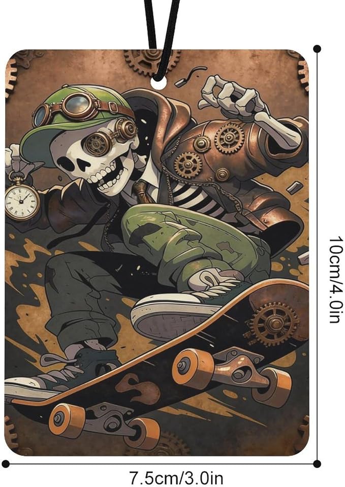 5PCS Car Air Freshener Hanging Personalized Double Sided Steampunk Skull Car Fresheners Long Lasting New Cars Scents Cute Automotive Freshies for Closets Drawers (tea)