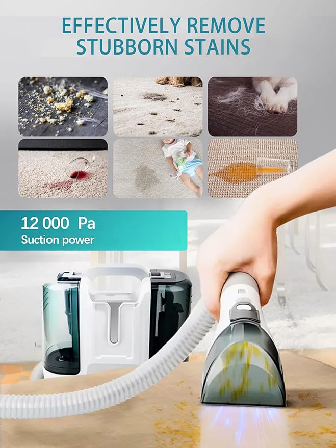 Steam Cleaner for CarAll Purpose Cleanerwith Six Nozzles450W Carpet Cleaner Machinefor Pet Stains Couch Rug