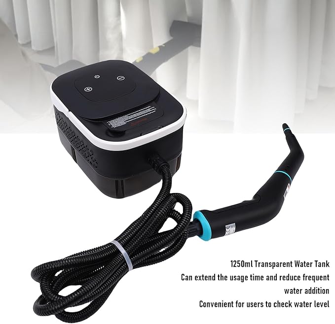 Steam Cleaner 1500W Handheld Portable Steamer with 6 Gear Adjustable 4 Bar Pressure 15s Heat Up 1250ML Tank for Home Car Tile Grout Dirt (US Plug 110V)
