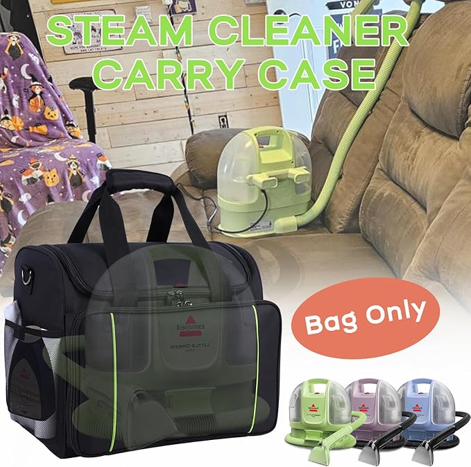 Carry Bag Compatible with BISSELL Little Green Mini Carpet and Upholstery Cleaner 4075/4075L/4075FMore Pockets Storage Bag for BISSELL Little Green CleanerPortable Carry CaseBag Only