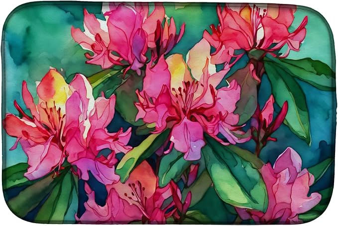 Caroline's Treasures DAC1716DDM West Virginia Rhododendrons in Watercolor Dish Drying Mat Absorbent Dish Drying Mat Pad for Kitchen Counter Dish Drainer Mat for Countertop 14 x 21 Multicolor