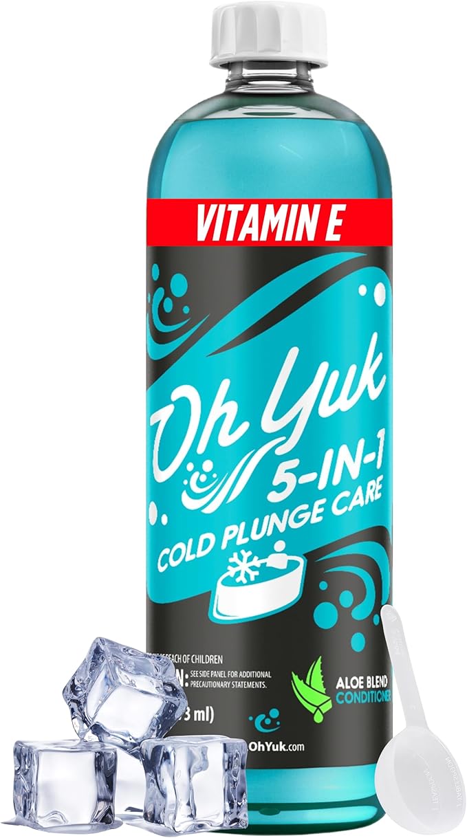 Oh Yuk 5-in-1 Cold Plunge Water Treatment – Cleaner Clarifier Conditioner Combats Odors Deodorizes – Premium Cold Tub &amp Ice Bath Care – Works with All Cold Plunges with Filter Systems – 32 Use