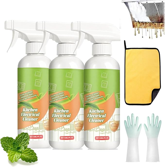 Electrolyzed Ion Kitchen Cleaner Spray Cleanse Kitchen Appliance Cleaner Multi Purpose Cleaner for Hold Oven Stove Range Hood Easy Cleaning Household Item (3 pcs)