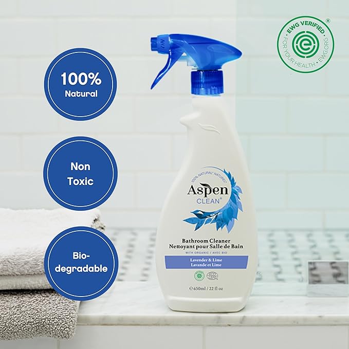 AspenClean | Bathroom Spray Cleaner | Eco-Friendly Cleaner for Hardwood Laminate Stone &amp Ceramic | Non - Toxic | 100% Natural | EWG Verified | Pack of 2