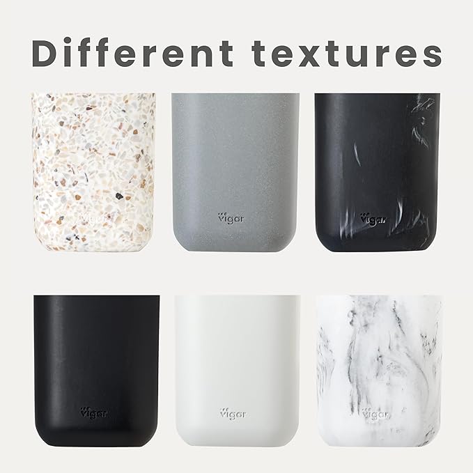 Vigar Zense Toilet Brush and Holder Set Toilet Bowl Brush with Polyresin Stone Holder Bathroom Sets for Bathroom Decor and Accessories Terrazzo