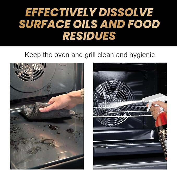 Oven and Grill Cleaner Spray Degreaser for BBQ Grates and Racks Cuts Through Grease Minimizes Scrubbing Freshens Surfaces (3pcs)