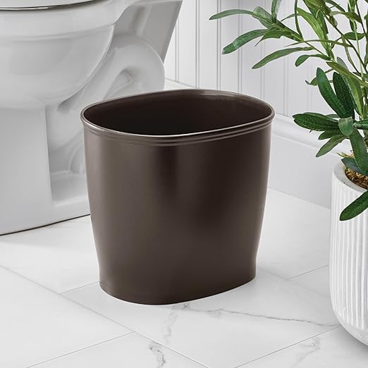 iDesign Slim Plastic Bathroom Trash Can Small Garbage Bin for Bedroom Office Desk Dorm Bronze (Pack of 2)