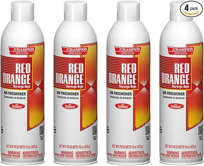 Champion Sprayon Water-Based Air Freshener Spray 14 oz Odor Control Room Freshener Red Orange (4 Pack)
