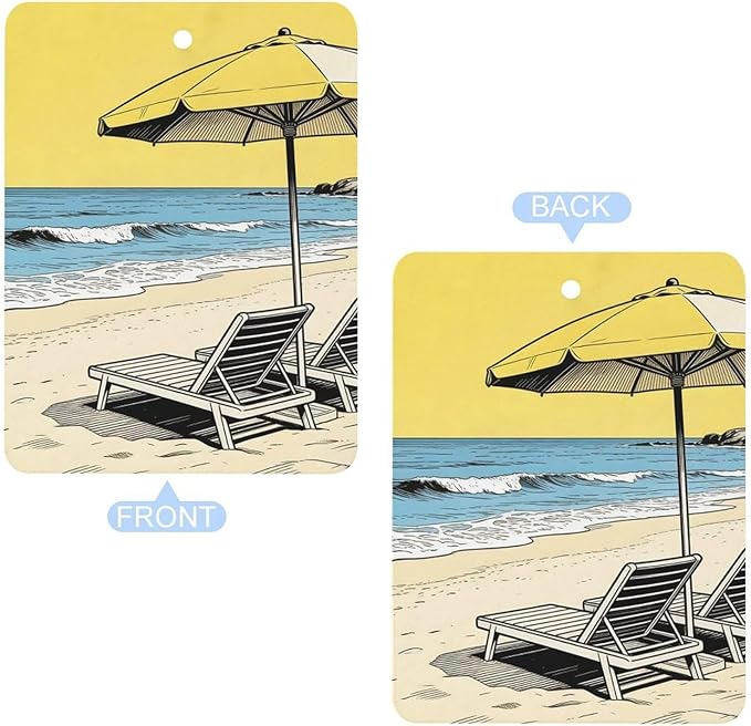5PCS Car Air Freshener Hanging Personalized Double Sided Summer Beach Car Fresheners Long Lasting New Cars Scents Cute Automotive Freshies for Closets Drawers (tea)