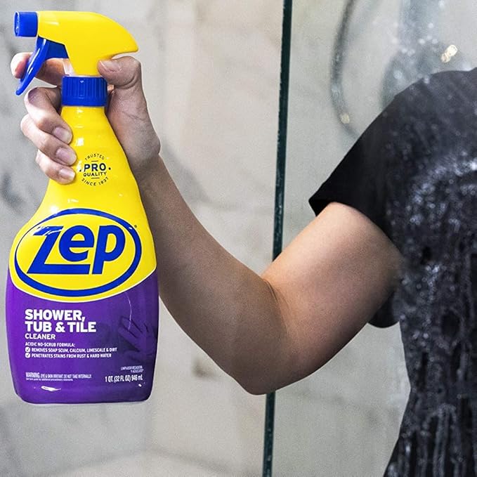 Zep Shower Tub and Tile Cleaner - 32 oz (Case of 12) - ZUSTT32PF - An Acidic Scrub Free Formula To Dissolve Many Common Water-Related Bathroom Stains